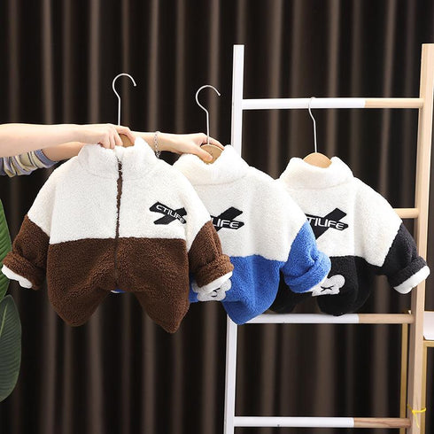 Winter boys plus velvet warm coat